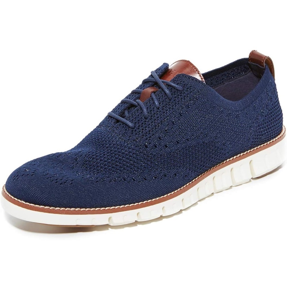Cole Haan Zerogrand Stitchlite Men's Navy Marine Ivory Knit Casual Shoes NIB 10